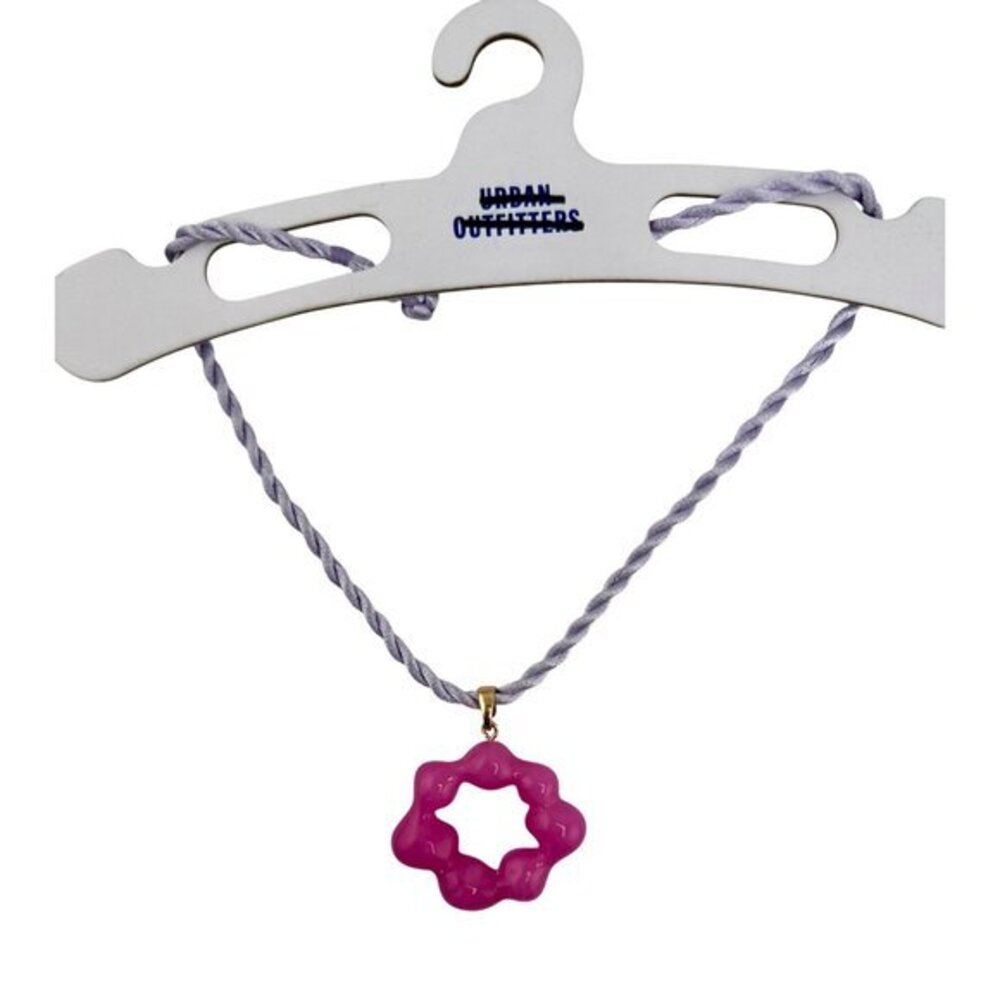 Urban Outfitters Twisted Rope Necklace With Pink Bubble Pendant